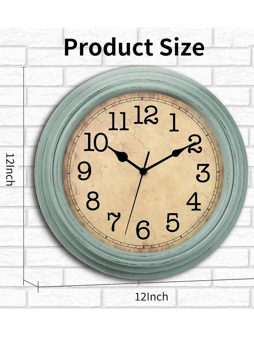 12” Retro-Style Analog Wall Clock in Teal